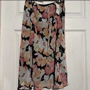 Byer California Black Floral A-Line Skirt